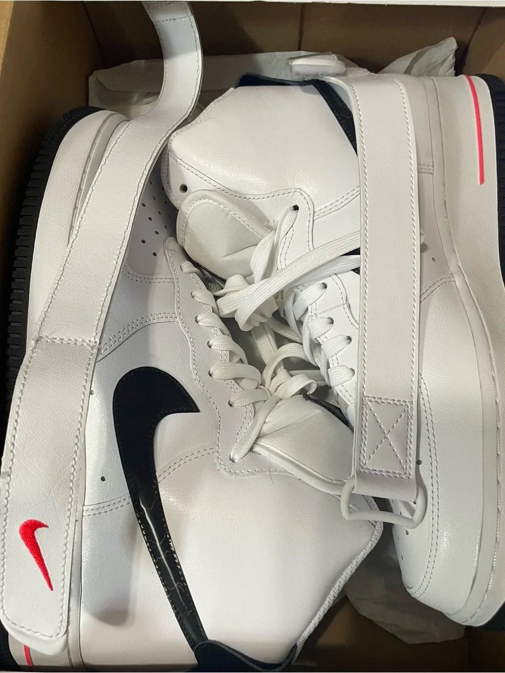 Nike Air Force 1 High ‘07 Electric White Black Crimson M 9.5 / W 11 NIB